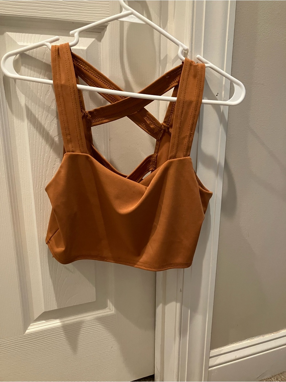 Rust Brown Cropped Strappy Tank Top